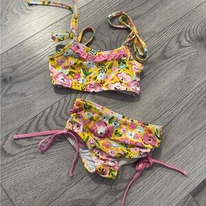 SweetHoney Floral Bikini Set in Pink and Yellow